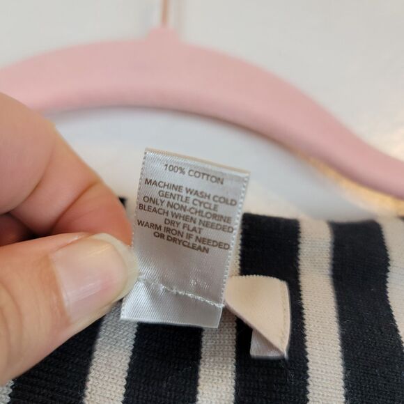 LOFT Womens Sz M Striped Cotton Moto Biker Jacket Black Asymmetrical Full Zip - Picture 6 of 6